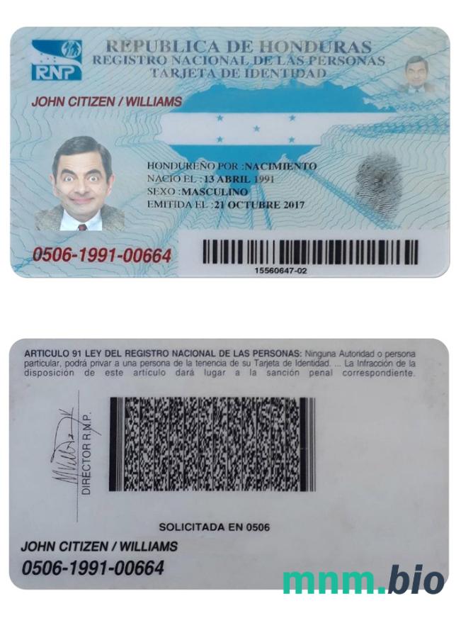 Karta identyfikacyjna HONDURASU